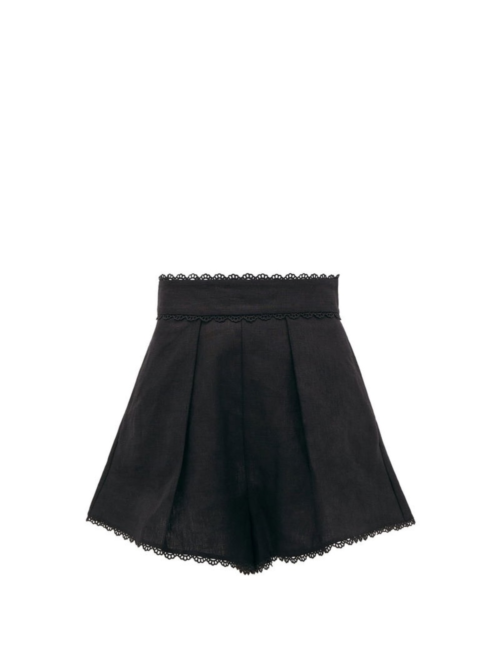 Zimmerman Kirra Scalloped-Hem Linen Shorts